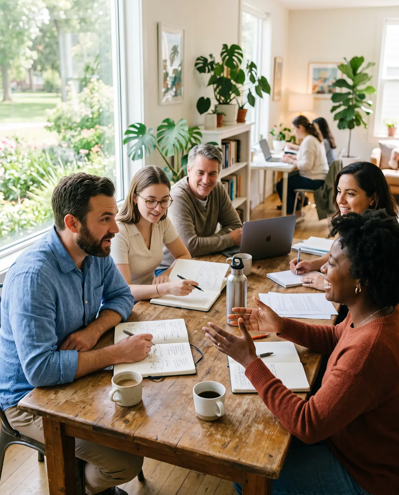 Nonprofit team collaborating around a table